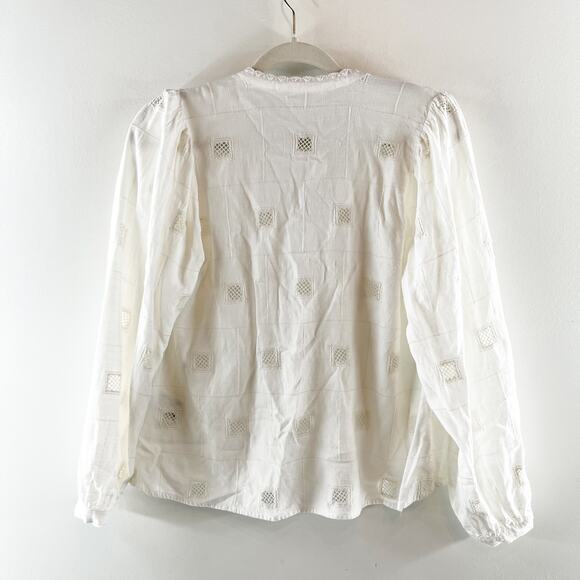 Ba&sh Ravel Long Sleeve Embroidered Eyelet Blouse Shirt Top Cotton 0 Small - Picture 5 of 7